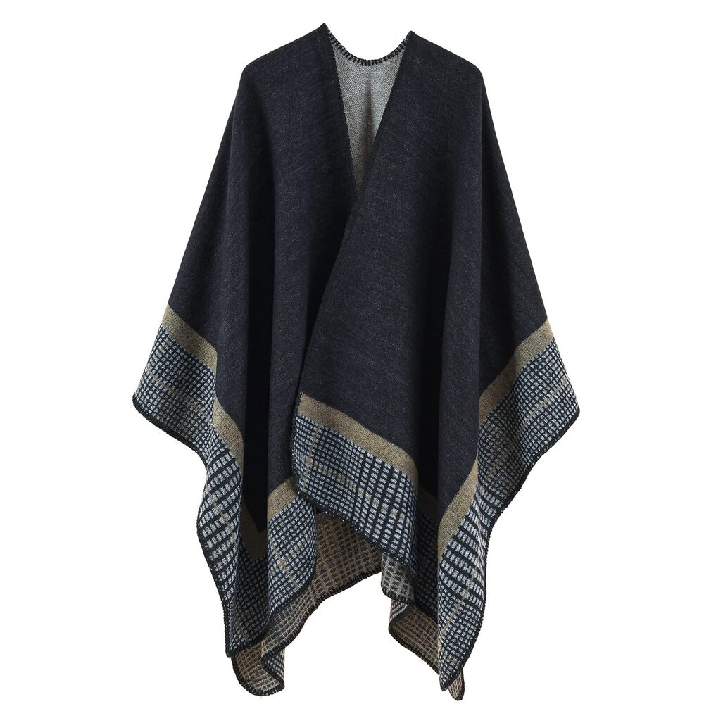 9631 Shawl Wraps For Women, Elegant Knitted Cape Open Front Soft Poncho